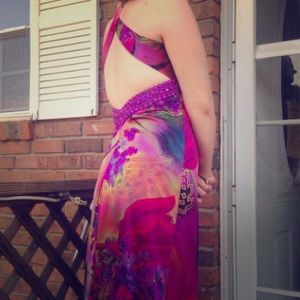 Floral type print prom dress